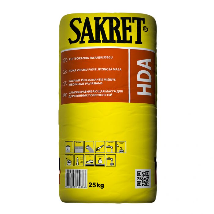 HDA Sakret - Самовыравнивающаяся, быстро высыхающая масса для деревянных полов (3-20мм), 25кг